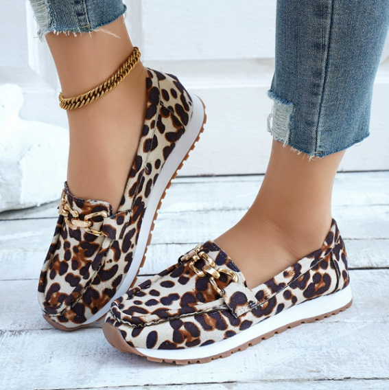 Everly - Loafers met Luipaardprint en Gesp