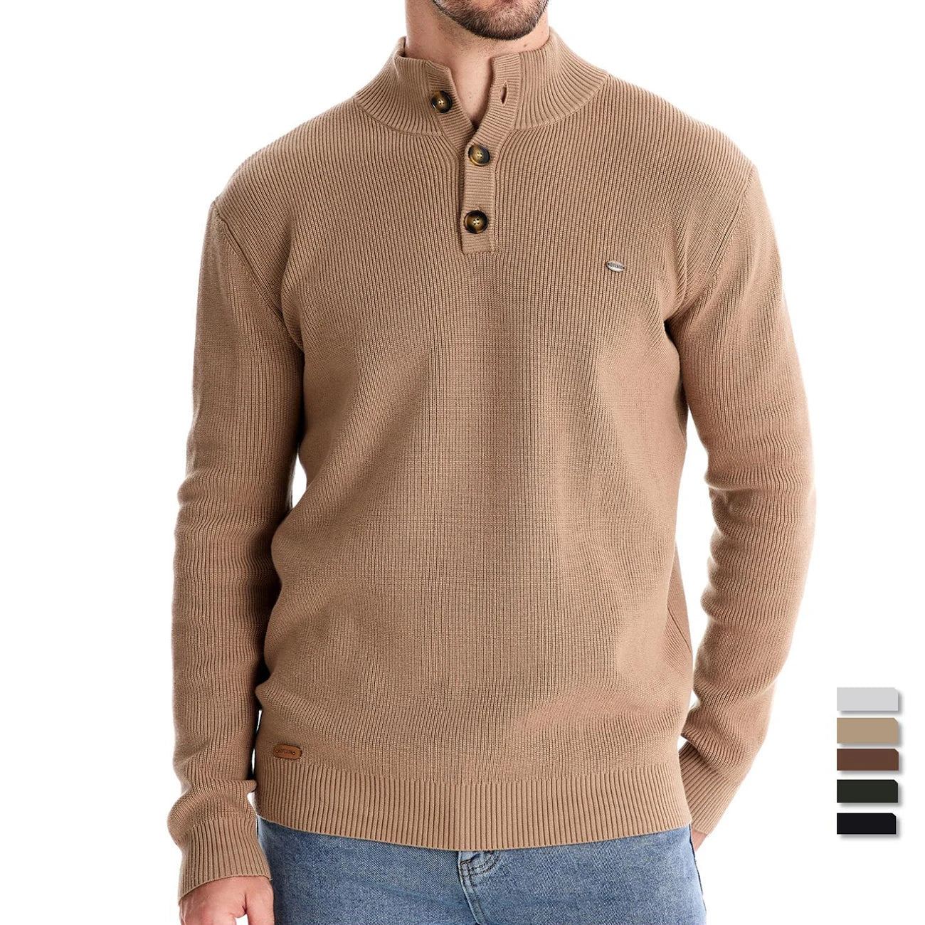 Van Meren Mode | Herentrui Met Knoopdesign