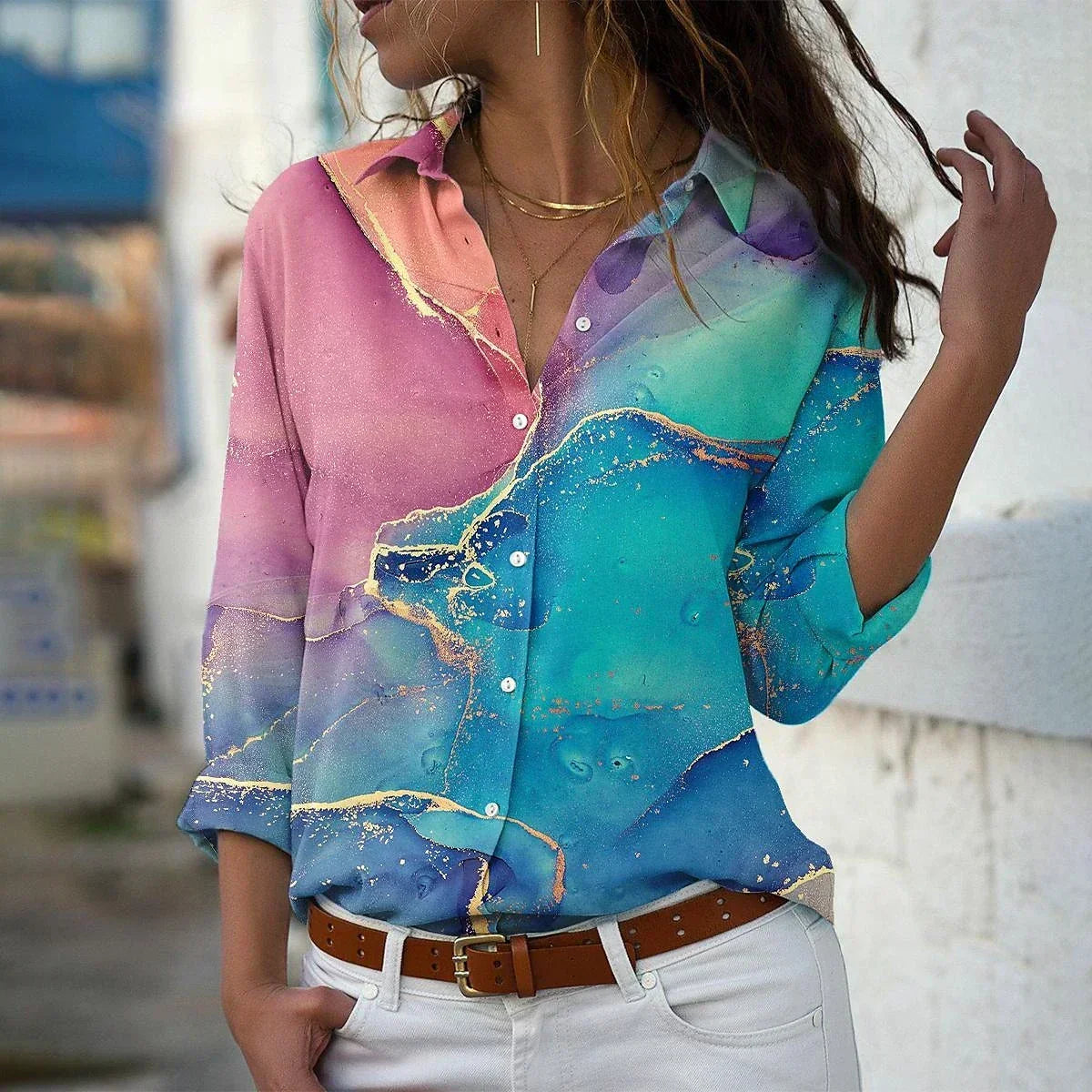 Van Meren Mode |MODIEUS BEDRUKTE BLOUSE