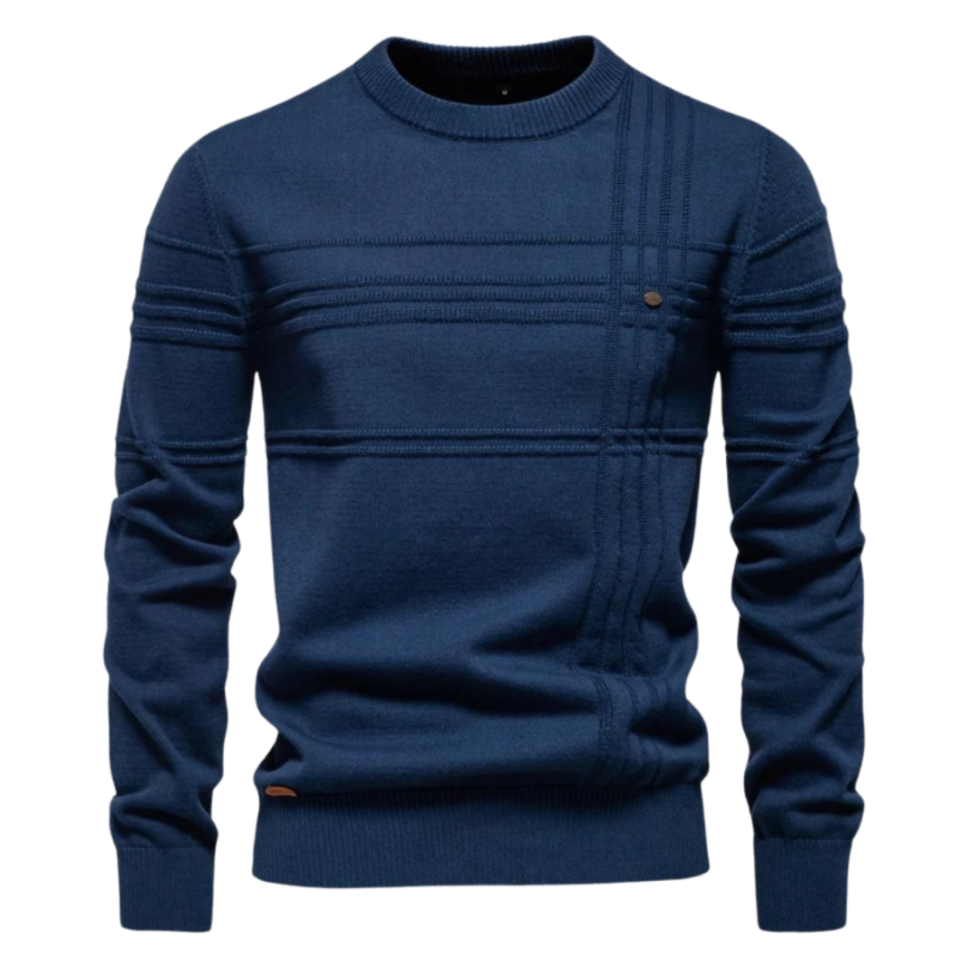 Van Meren Mode | Katoenen Herentrui Met Streepdesign