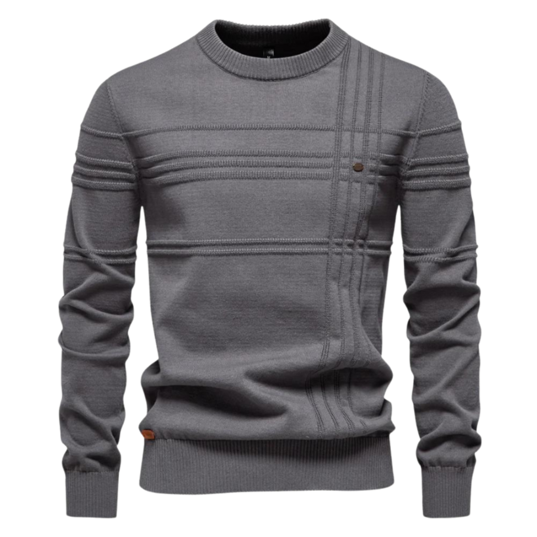 Van Meren Mode | Katoenen Herentrui Met Streepdesign