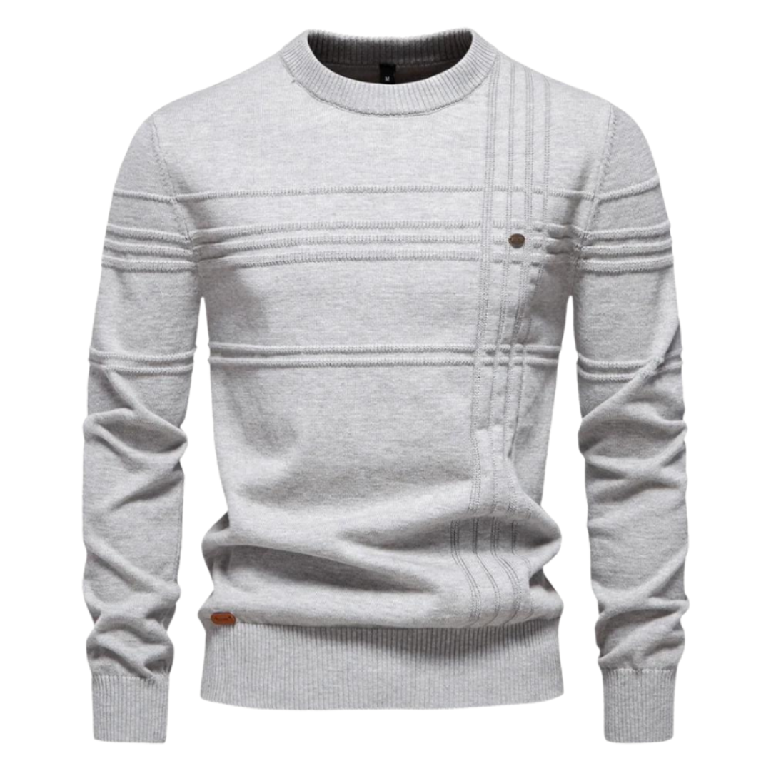 Van Meren Mode | Katoenen Herentrui Met Streepdesign