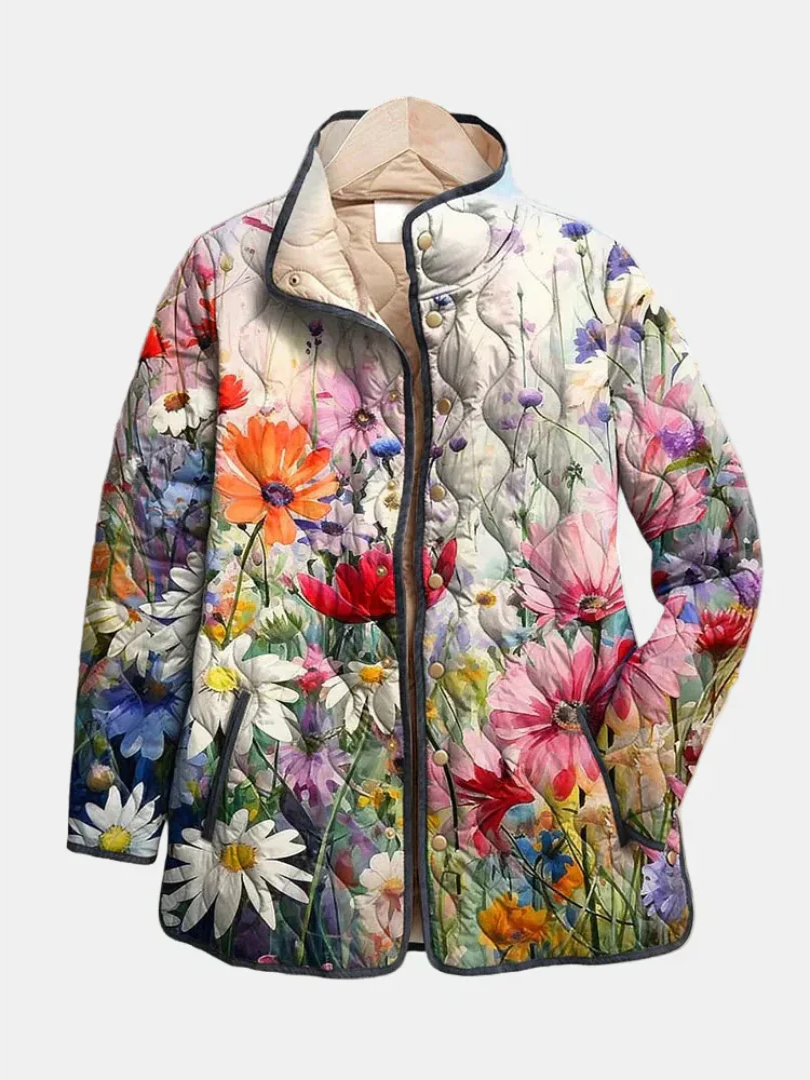 Mila - Gewatteerde Jas met Vintage Bloemenprint