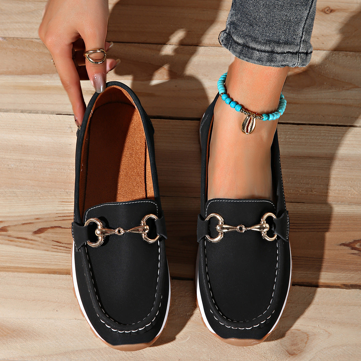 Elodie - Platte Loafers met Gesp