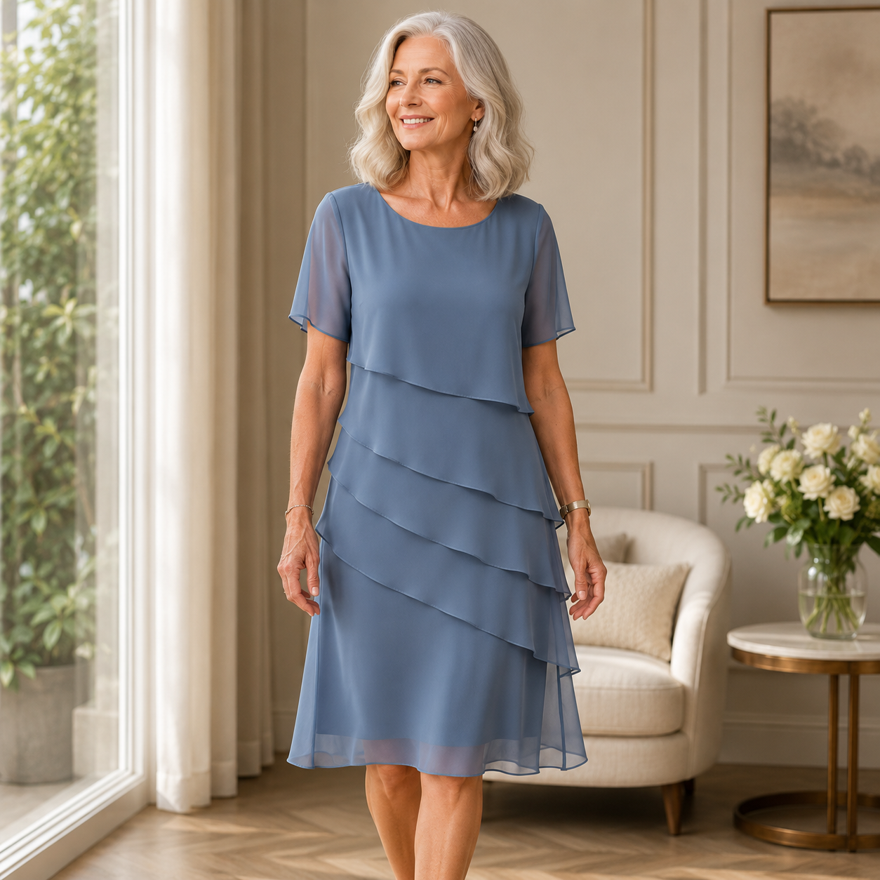 Linda - Elegant Comfort Ruffle Dress
