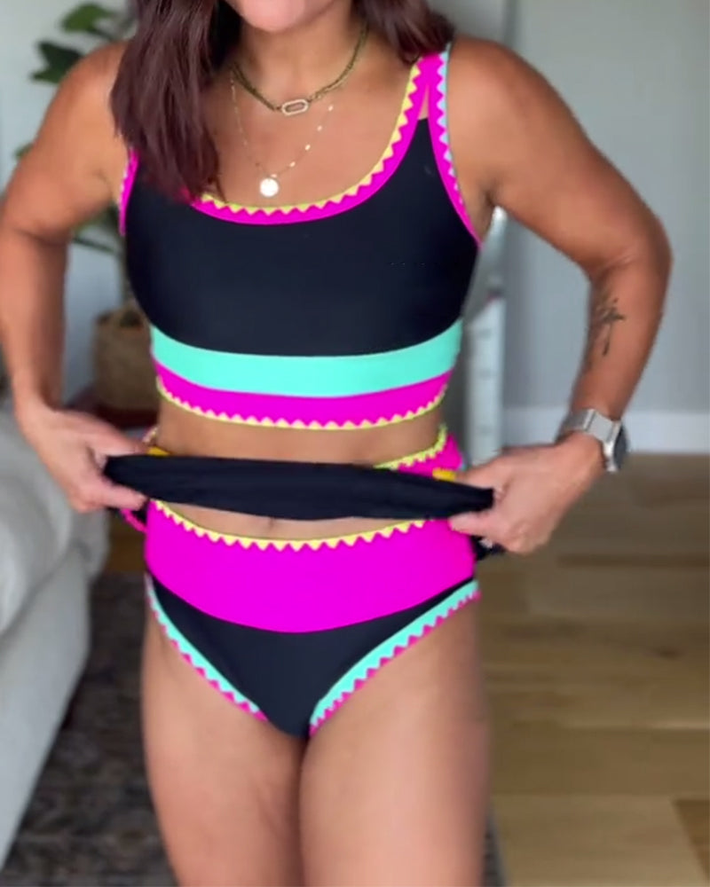Myra™ | Elegant Three-Piece Colour Block Swimsuit