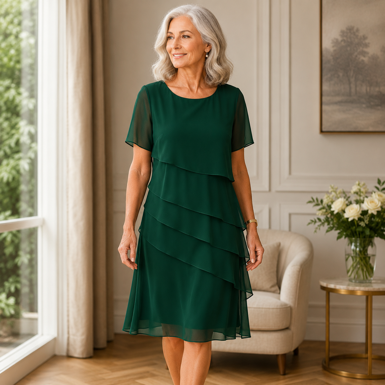 Linda - Elegant Comfort Ruffle Dress