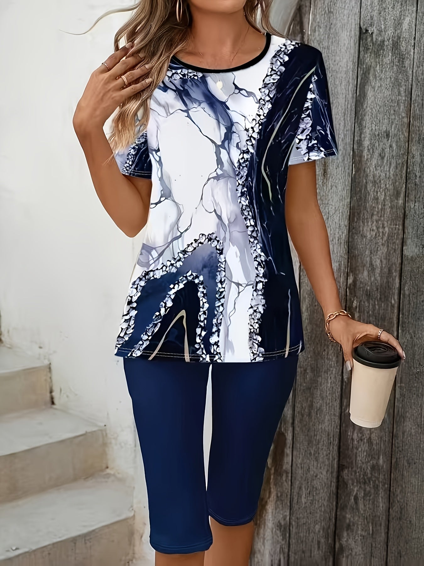 Luna - Printed Two-Piece Stretch Set