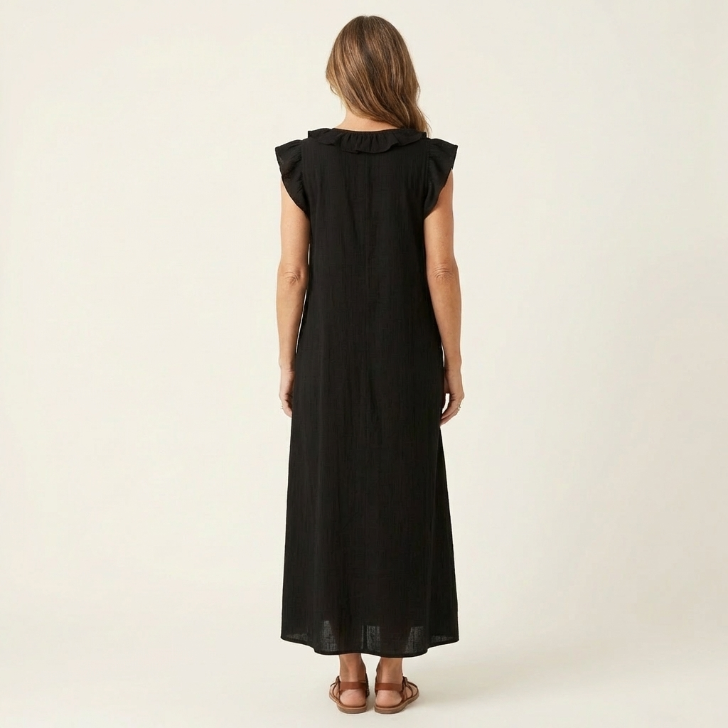 Josette - Elegant Ruffle V-Neck Maxi Dress