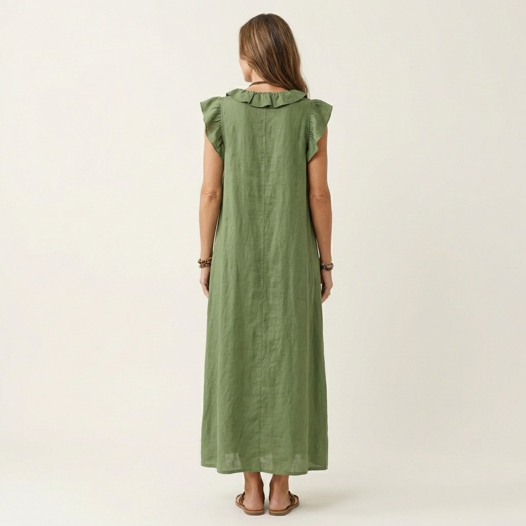 Josette - Elegant Ruffle V-Neck Maxi Dress