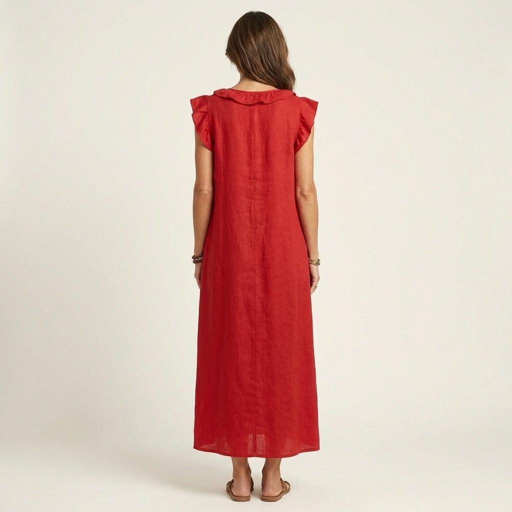 Josette - Elegant Ruffle V-Neck Maxi Dress