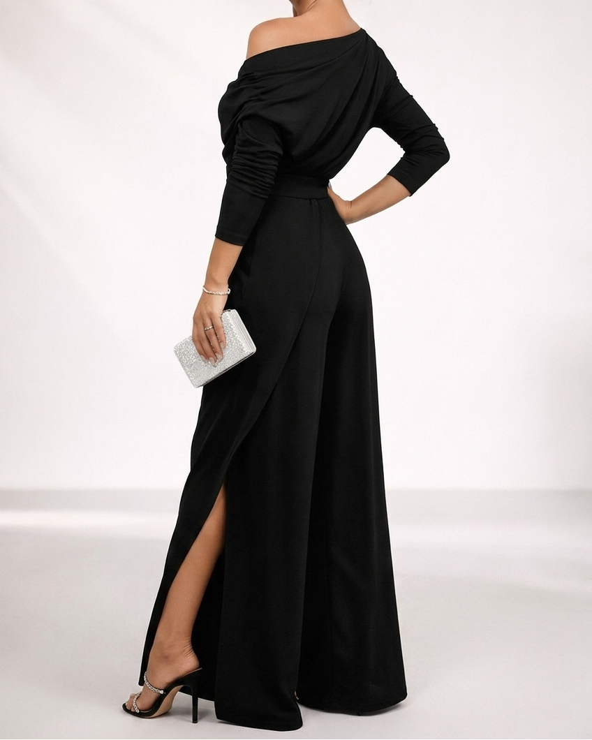 Thalia - One-Shoulder Overlay Jumpsuit