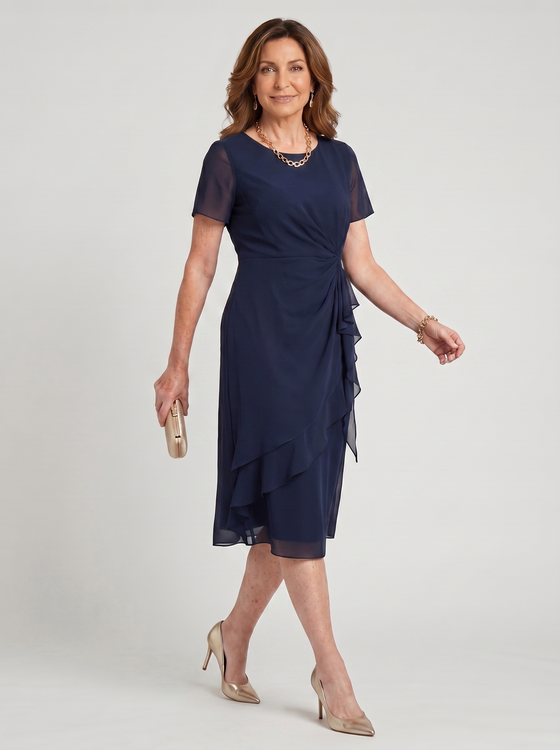 Sara - Elegant Chiffon Draped Dress
