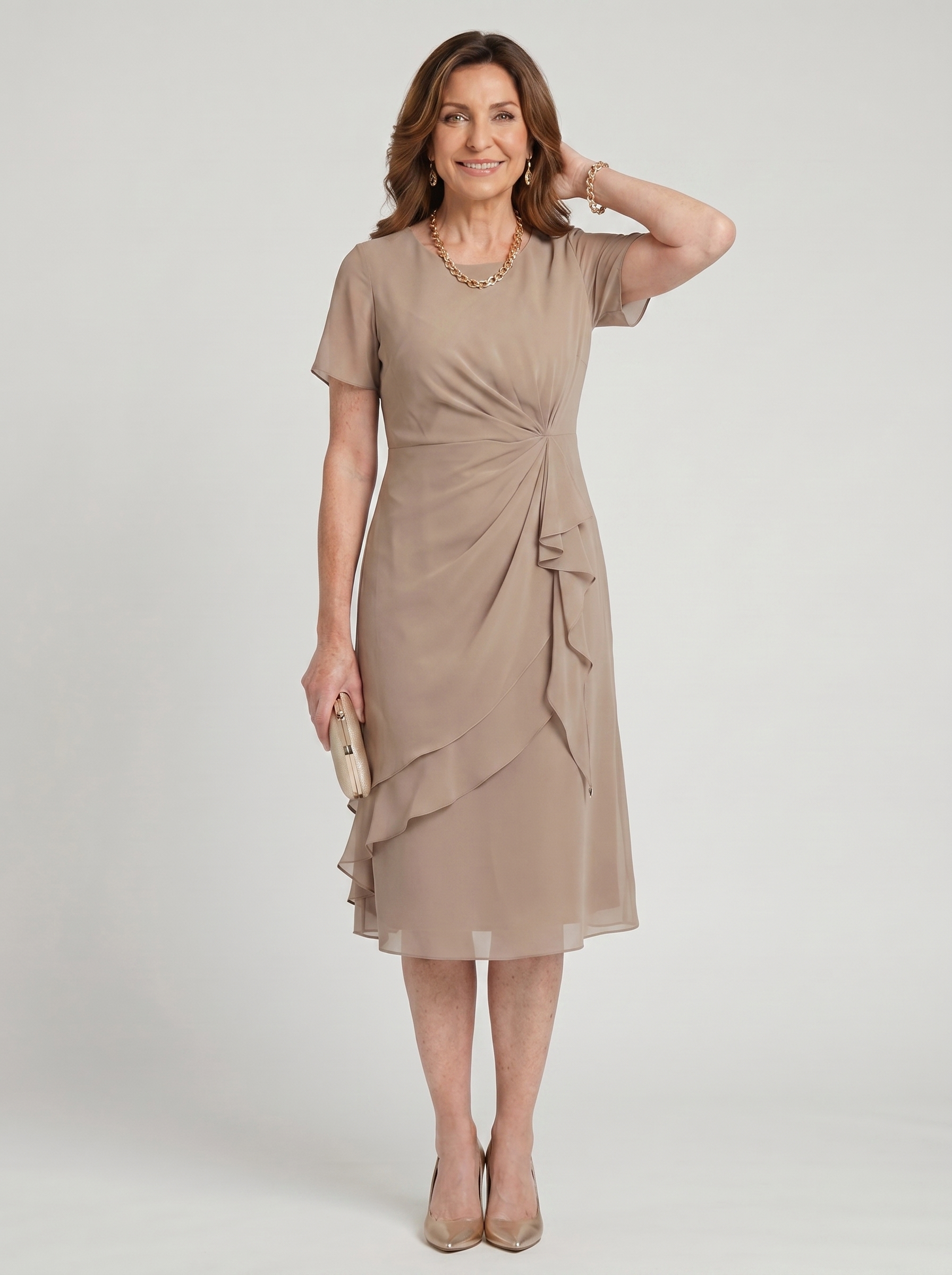 Sara - Elegant Chiffon Draped Dress