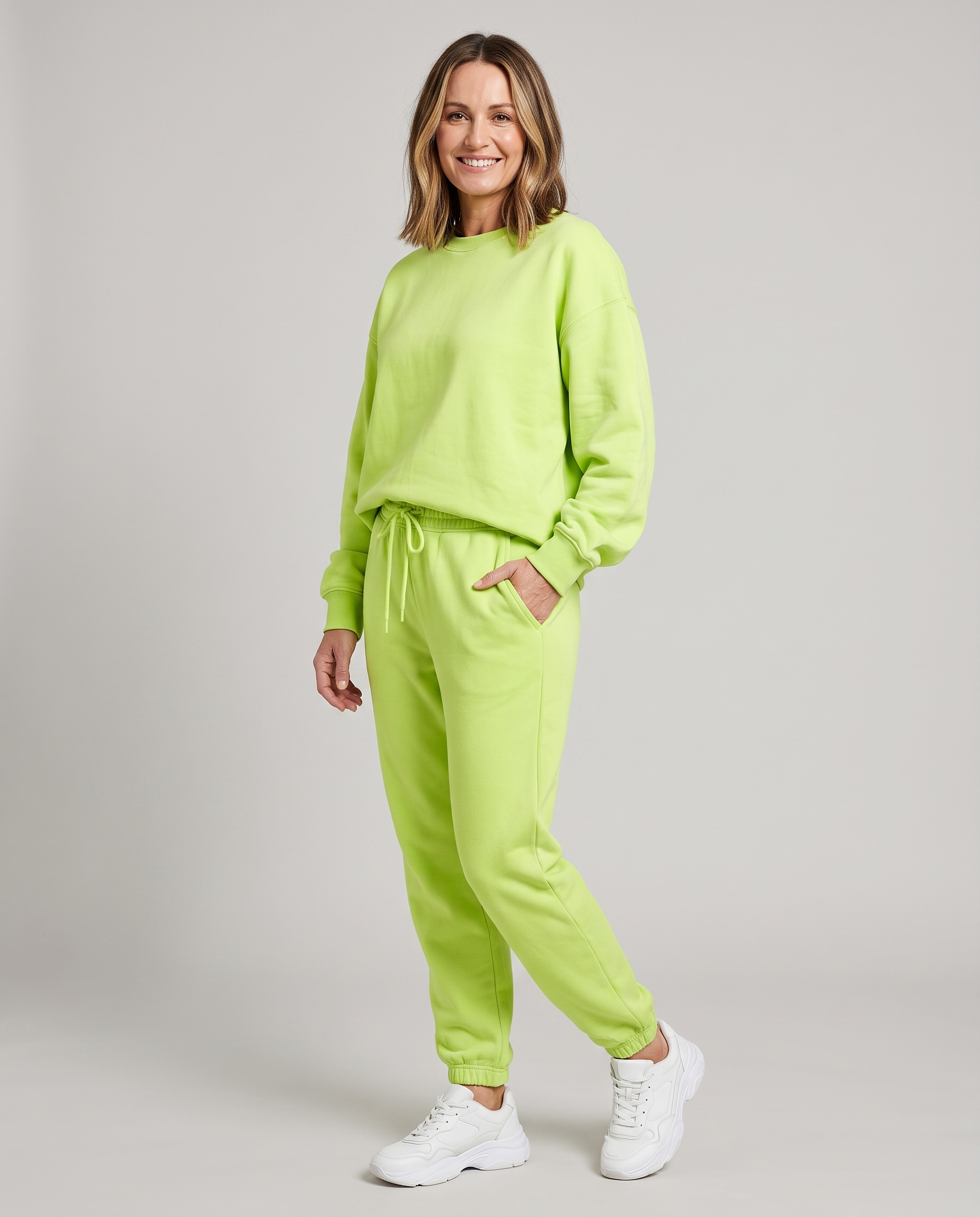 Nora - Solid Round Neck Sweater & Trouser Set