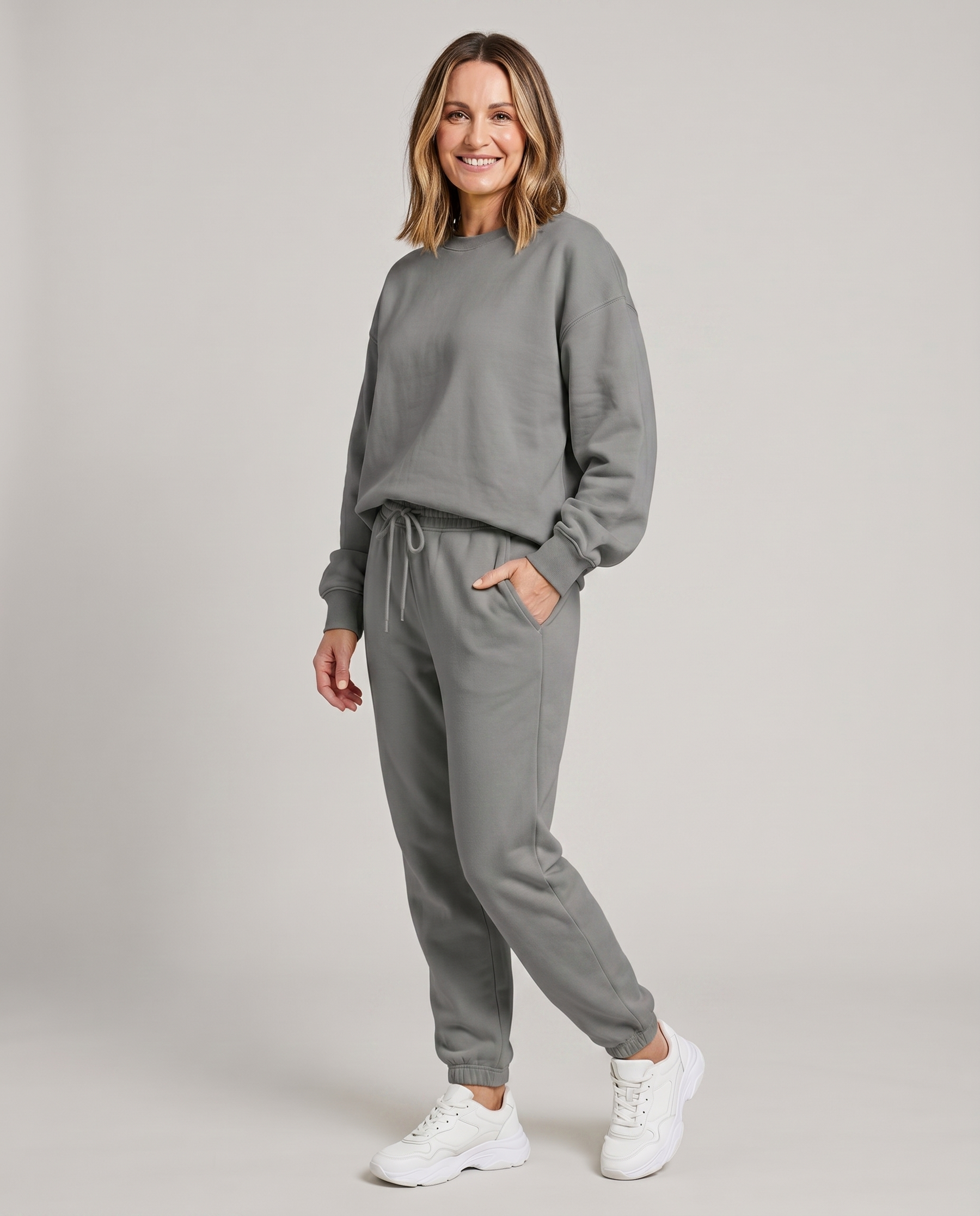 Nora - Solid Round Neck Sweater & Trouser Set