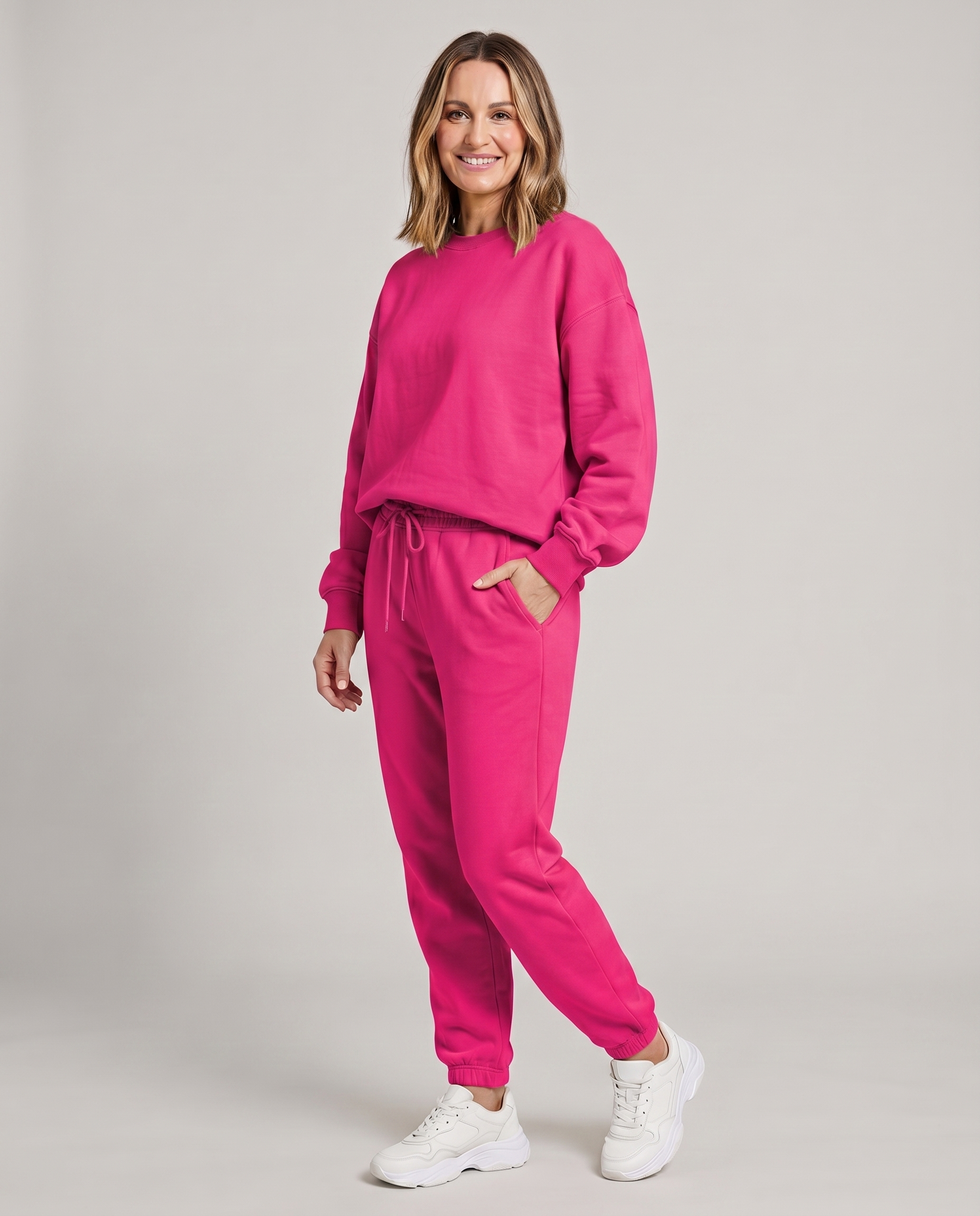 Nora - Solid Round Neck Sweater & Trouser Set
