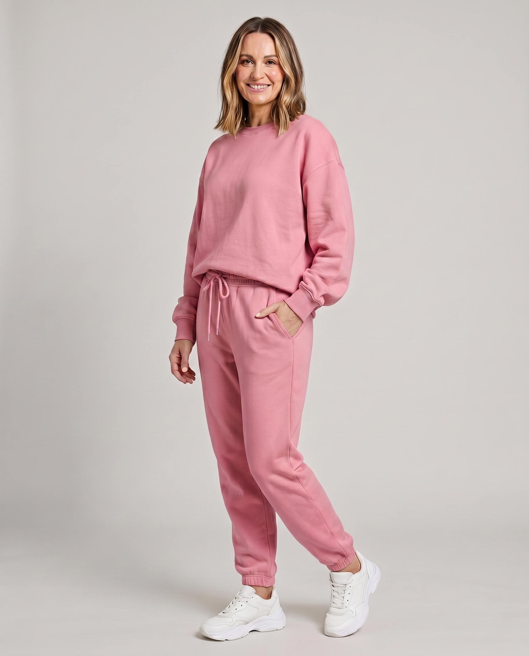 Nora - Solid Round Neck Sweater & Trouser Set