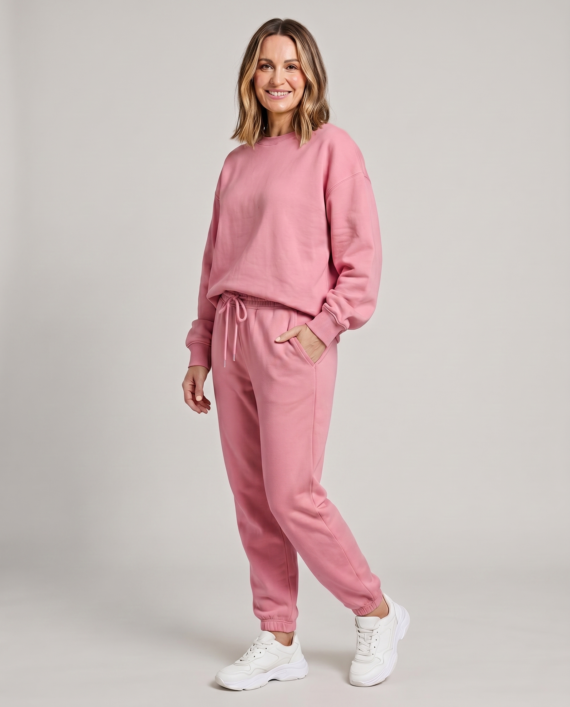 Nora - Solid Round Neck Sweater & Trouser Set