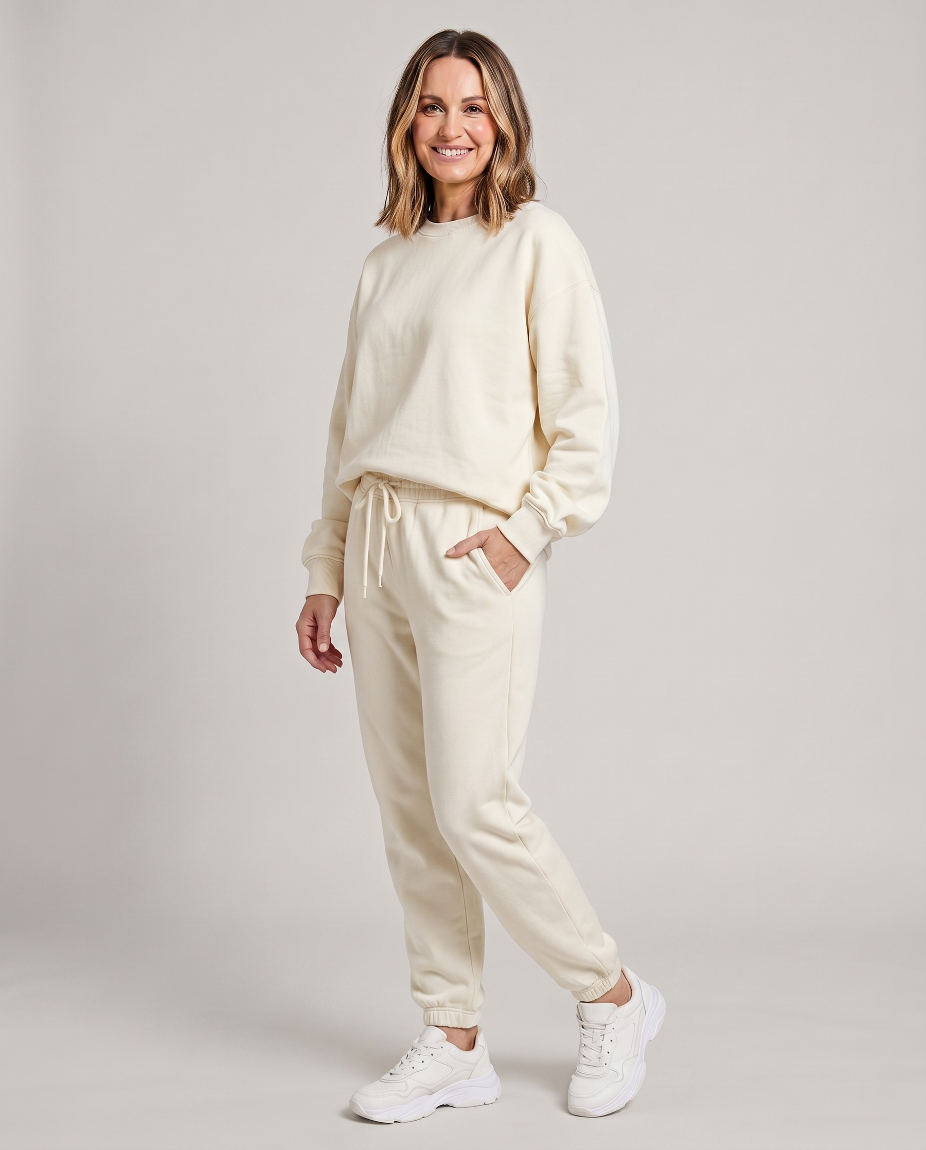 Nora - Solid Round Neck Sweater & Trouser Set