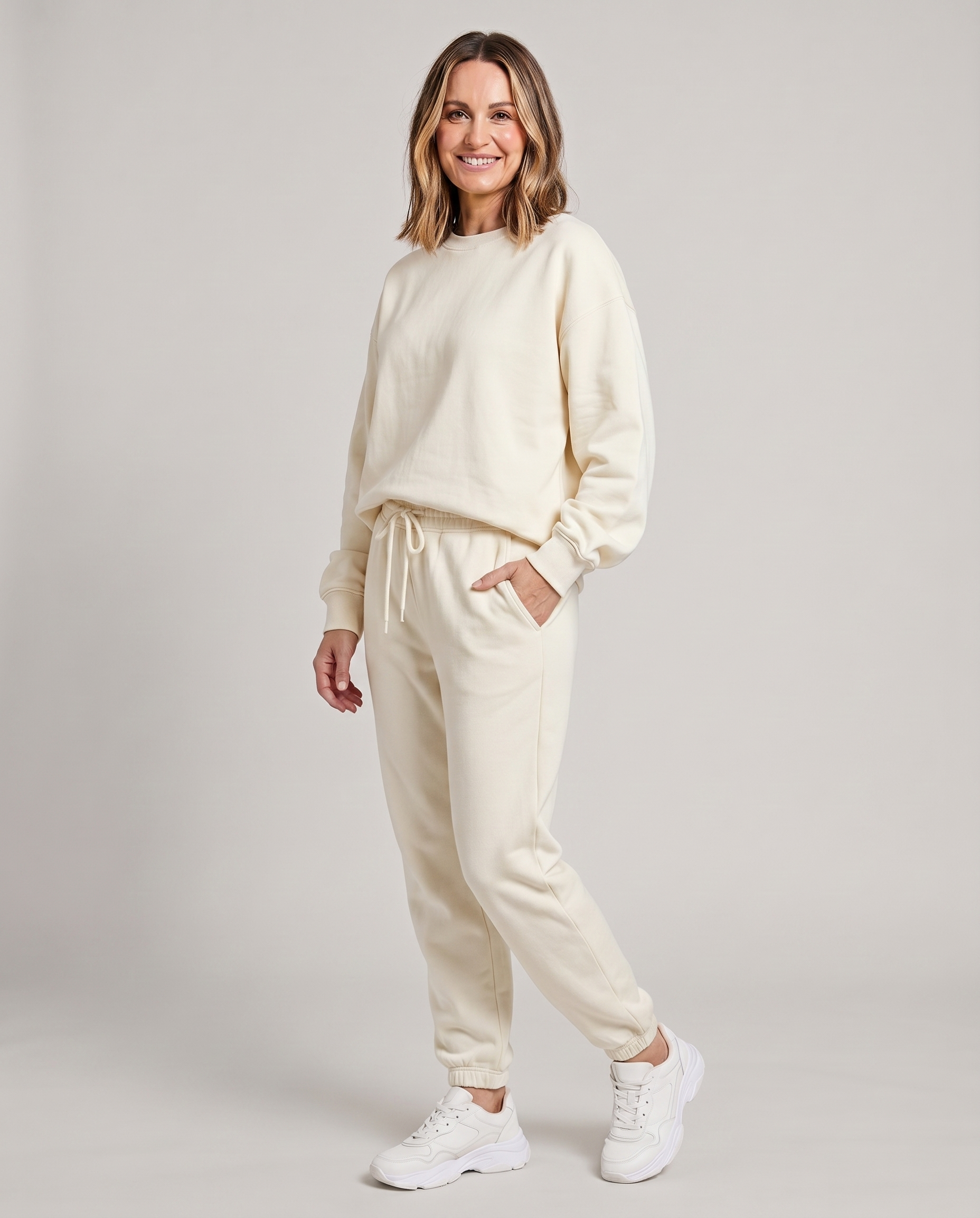 Nora - Solid Round Neck Sweater & Trouser Set