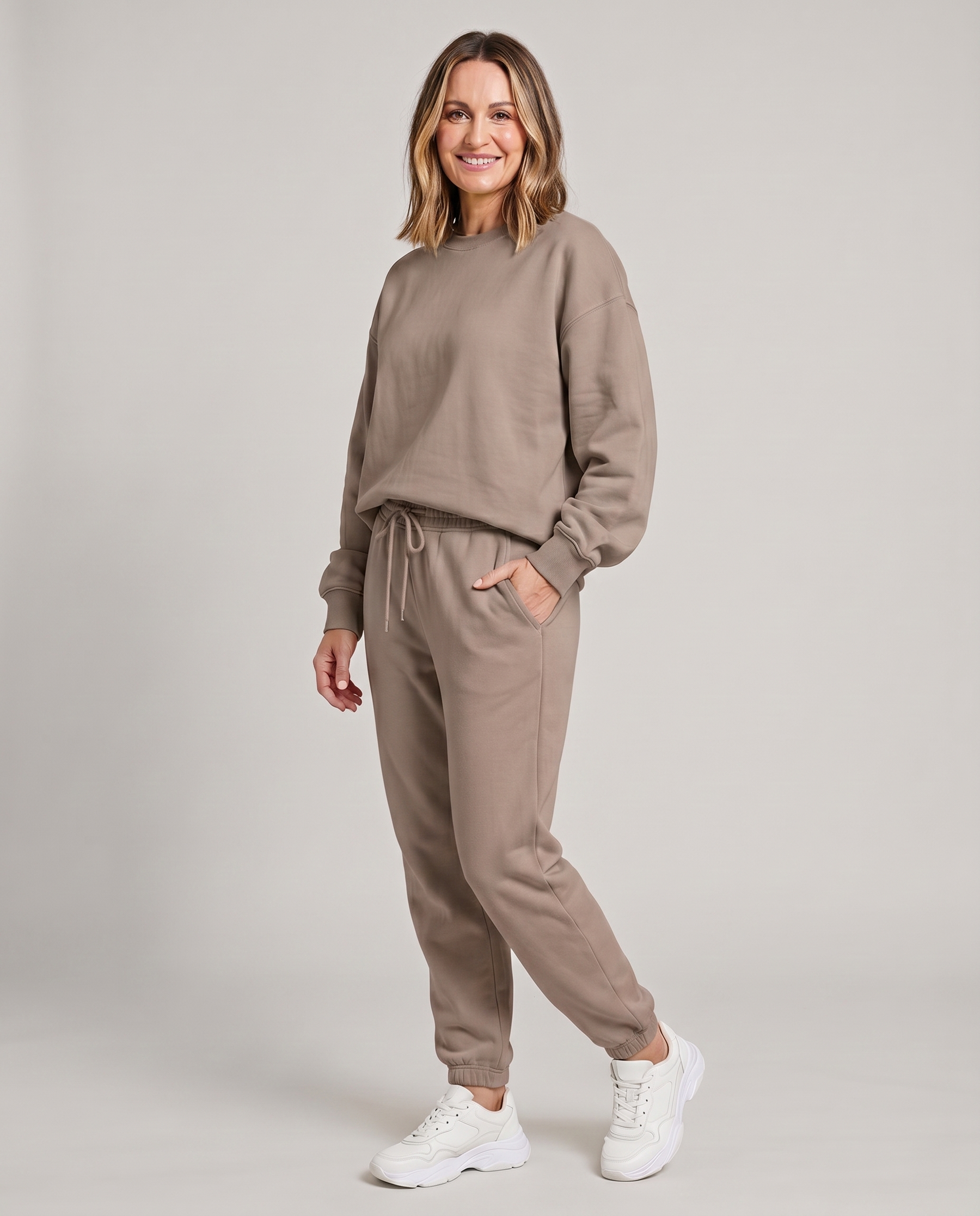 Nora - Solid Round Neck Sweater & Trouser Set