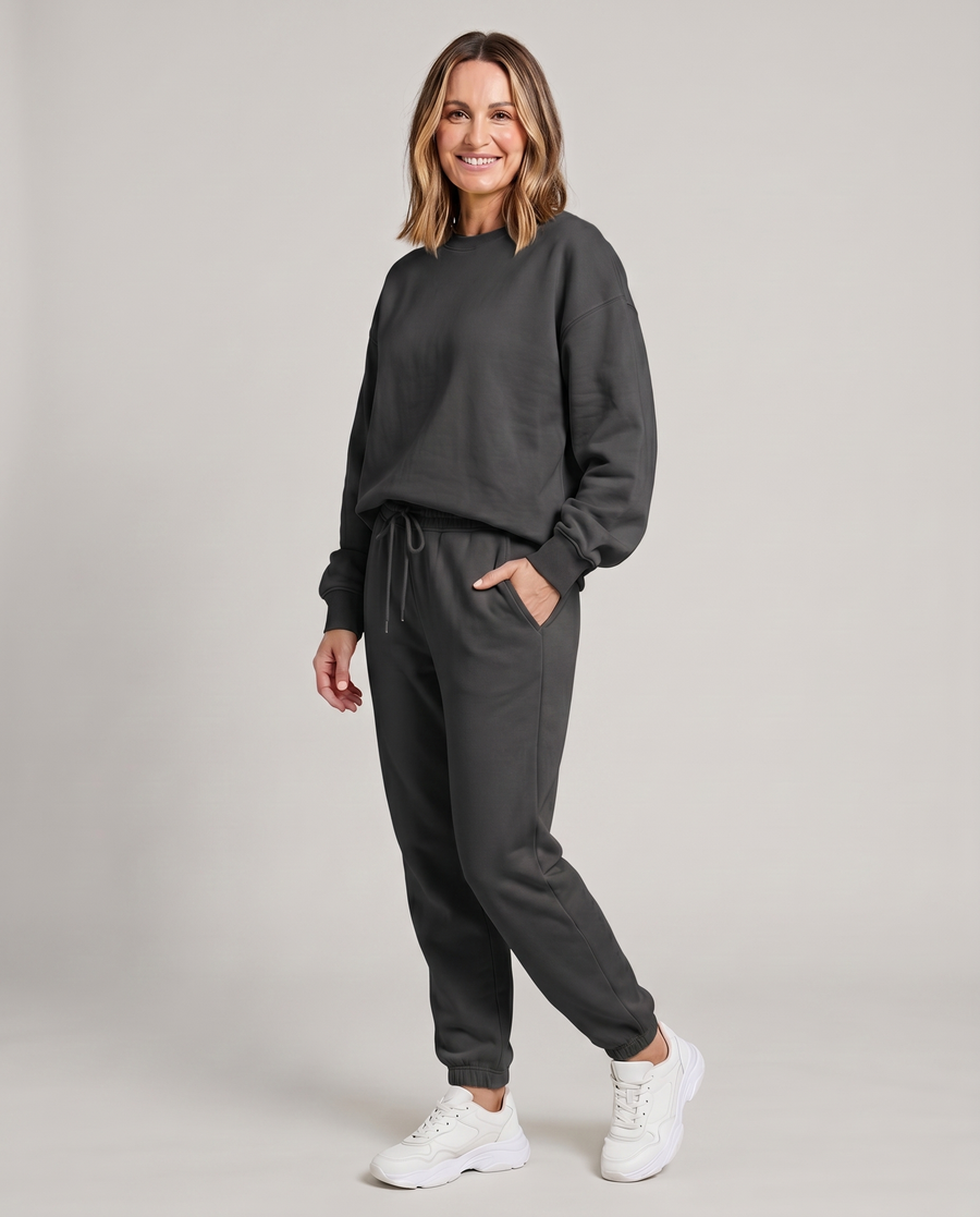 Nora - Solid Round Neck Sweater & Trouser Set