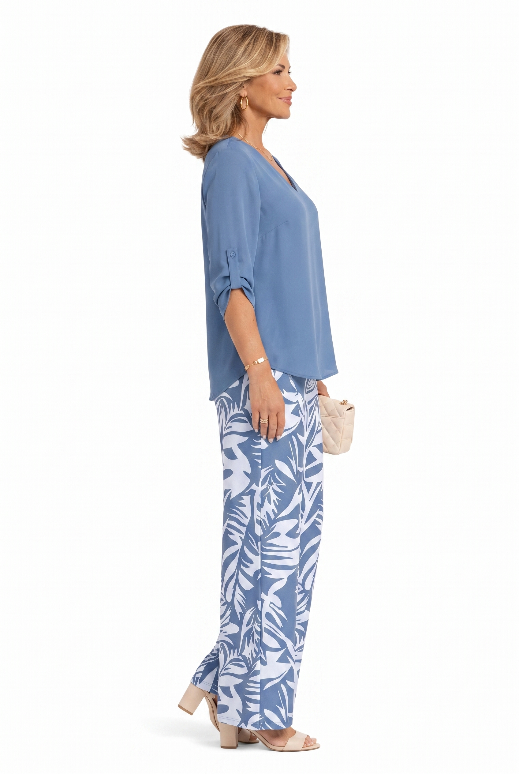 Leire - V-Neck Top & Wide-Leg Pants Two Piece Set