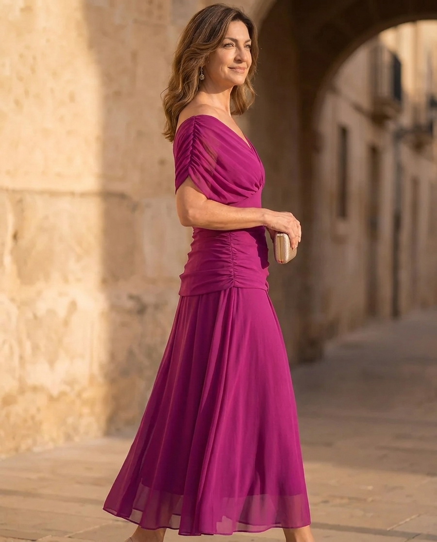 Fiona | Elegante Fuchsia Jurk