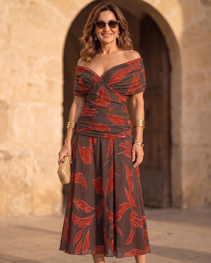 Poppy | Elegante Bladprint Jurk