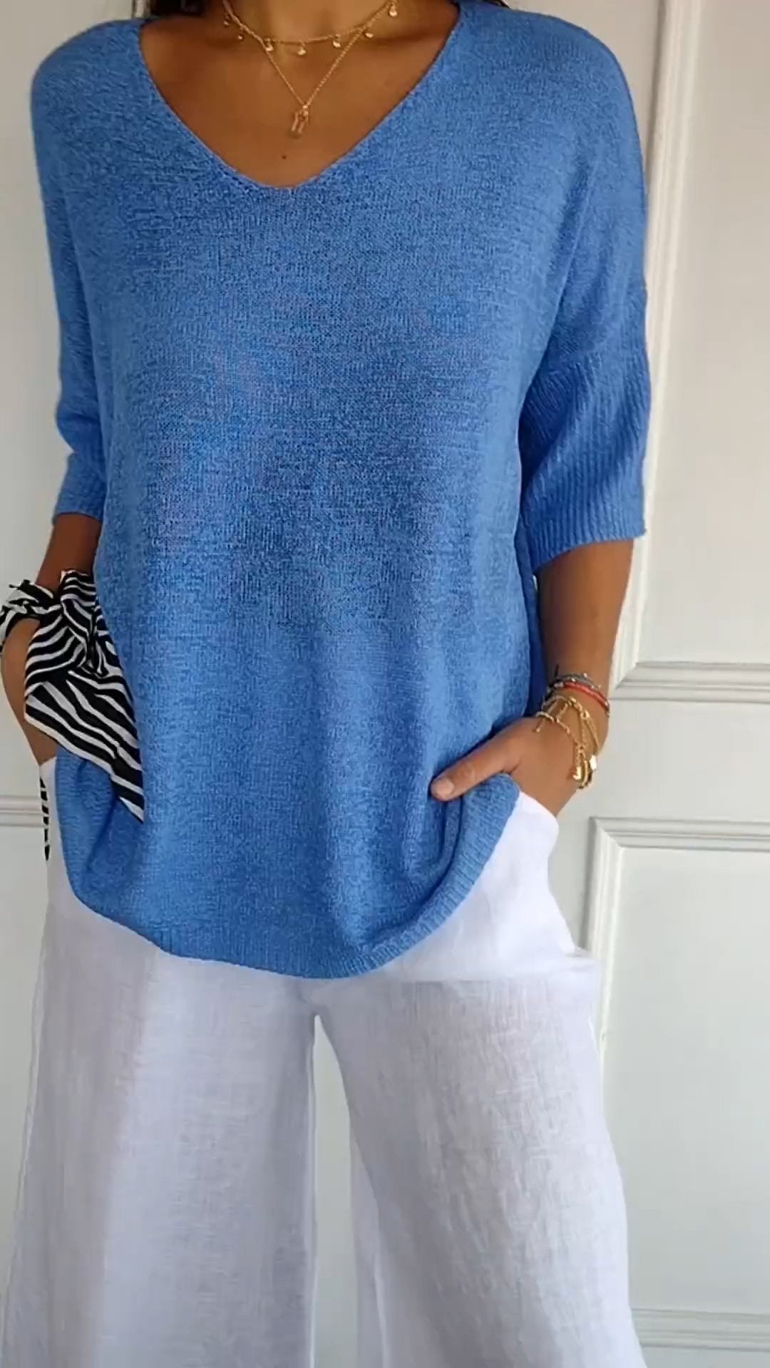 Van Meren Mode | Gebreide top met V-hals