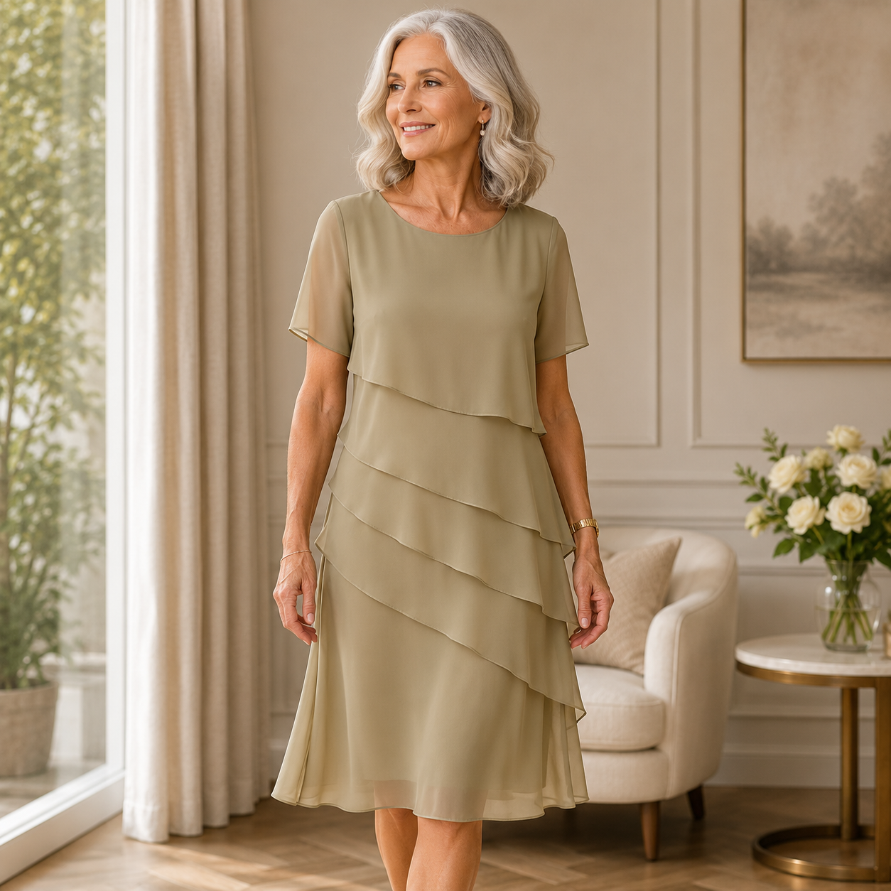 Linda - Elegant Comfort Ruffle Dress