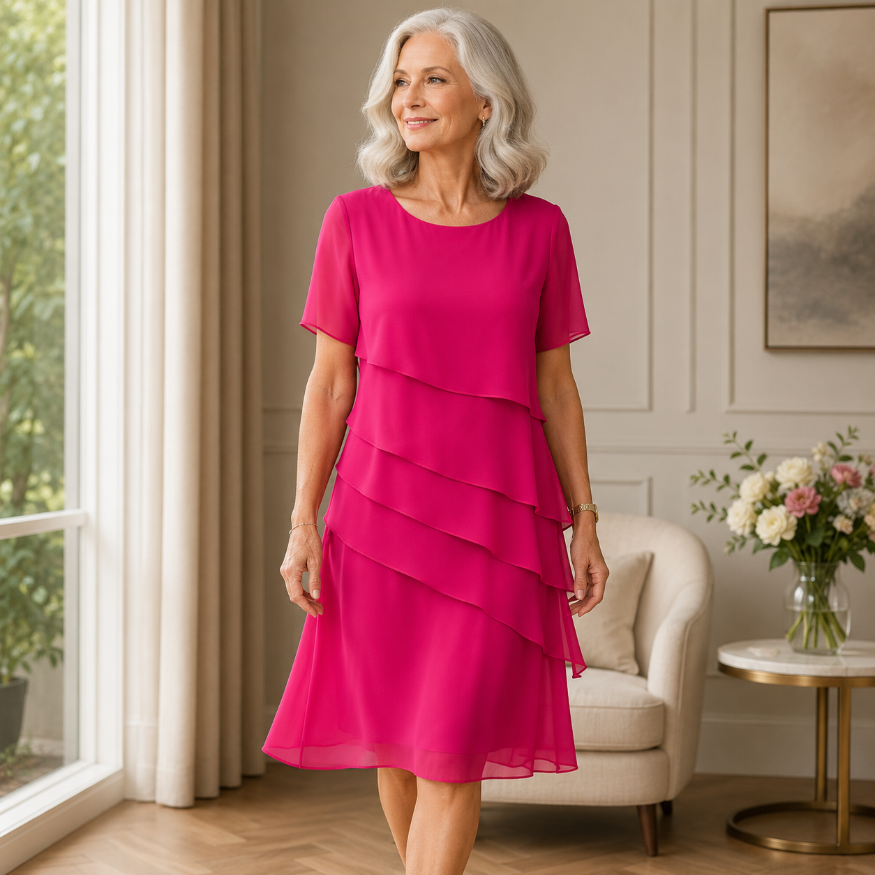 Linda - Elegant Comfort Ruffle Dress