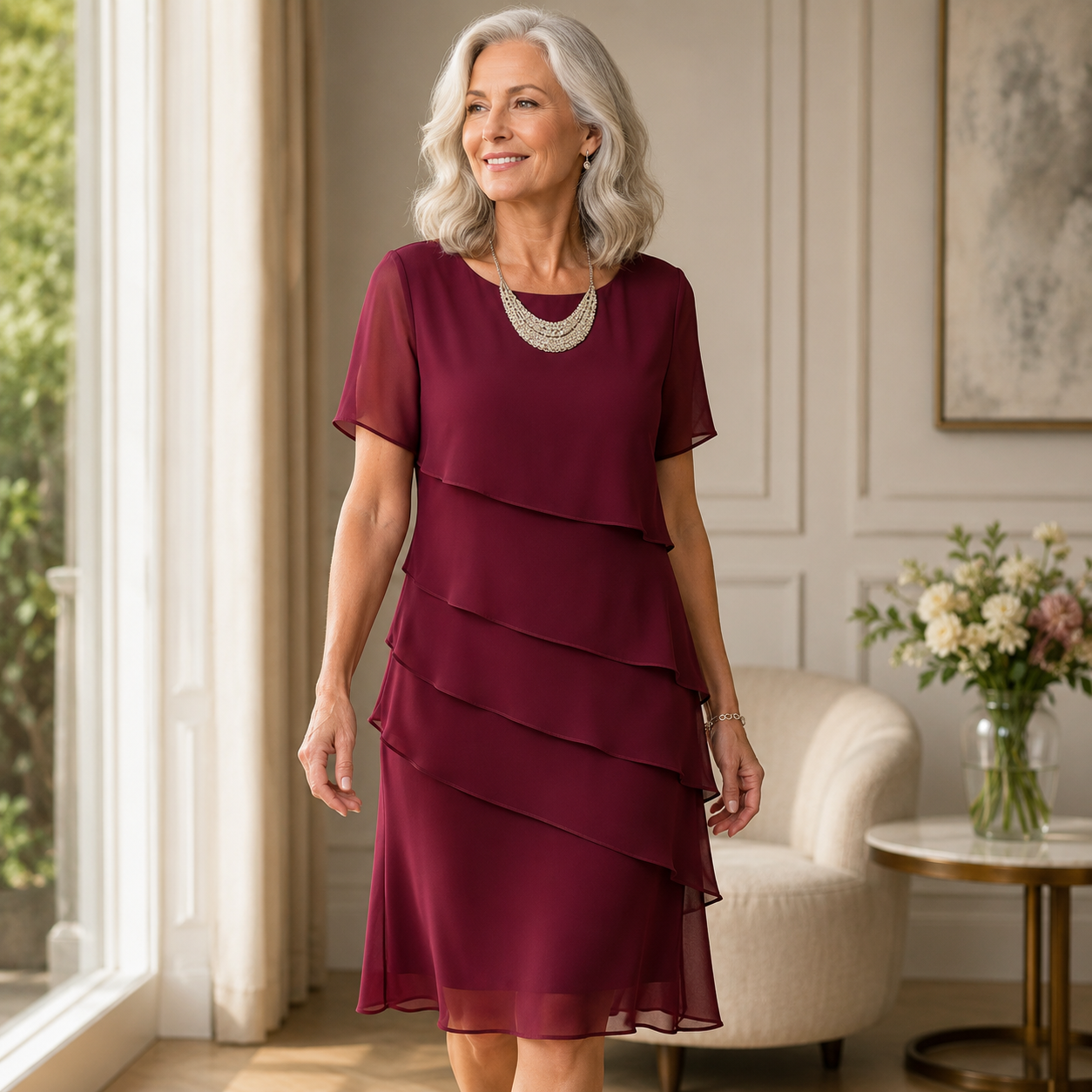 Linda - Elegant Comfort Ruffle Dress