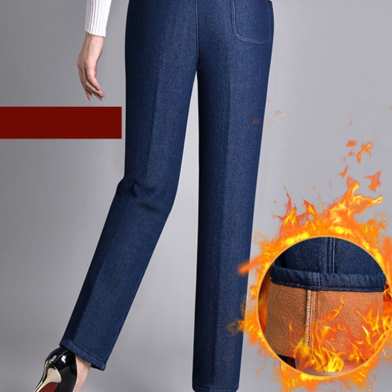 Van Meren Mode | Damesjeans met Zijzakken en Elastische Taille