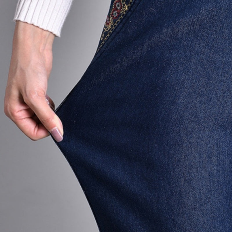 Van Meren Mode | Damesjeans met Zijzakken en Elastische Taille