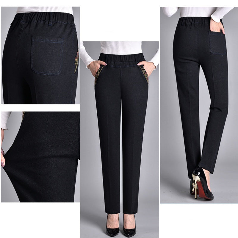 Van Meren Mode | Damesjeans met Zijzakken en Elastische Taille