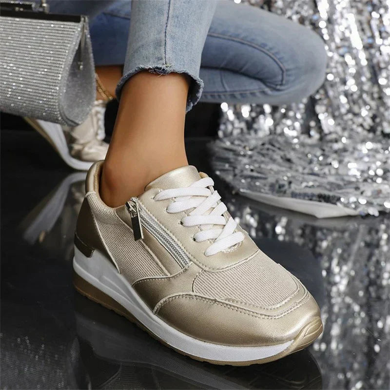 Lena - Sneakers met Veters en Rits